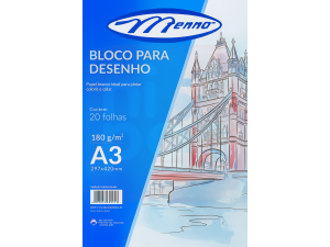 Bloco Desenho A3 180g 20 Folhas Branco - Menno