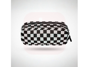 Estojo 2 Compartimentos Xadrez Preto e Branco - Sestini